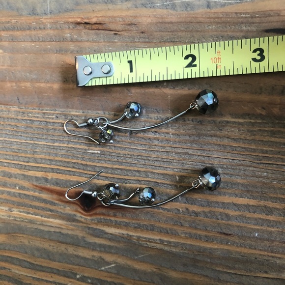 Smokey Crystal Silver Earrings - Picture 4 of 4